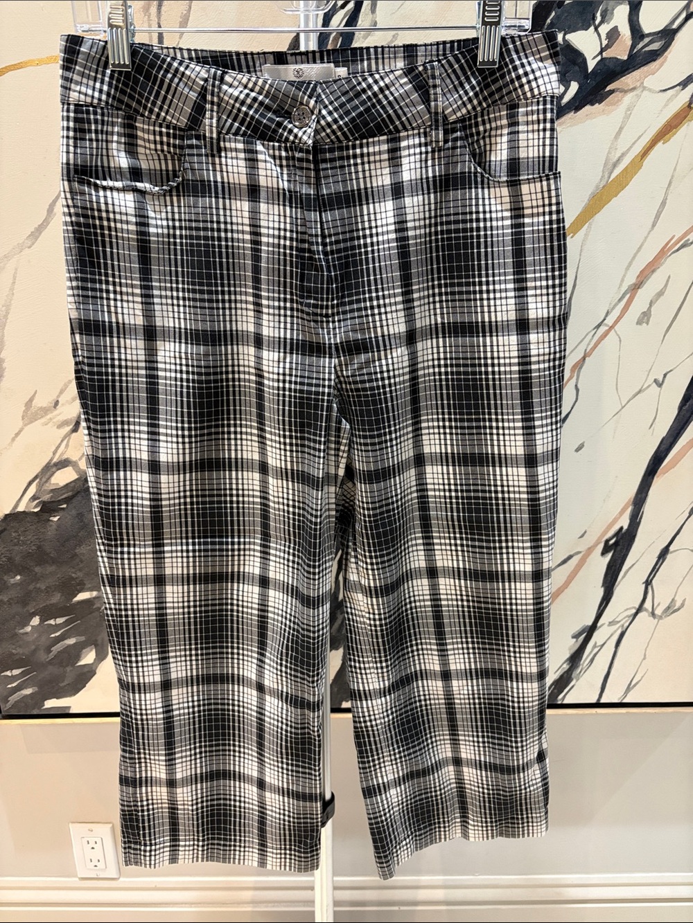 Bugatchi Black and White Plaid Trousers